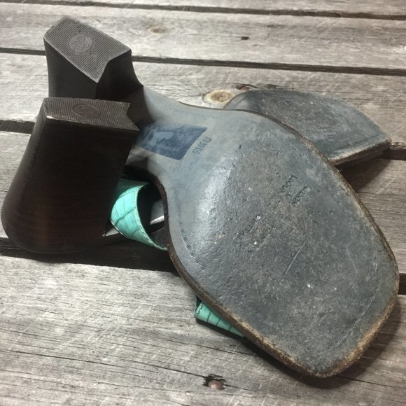 DONALD J PLINER Square Toe Criss Cross Faux Aligator Mule Sandal Slip‎ On - Picture 4 of 7